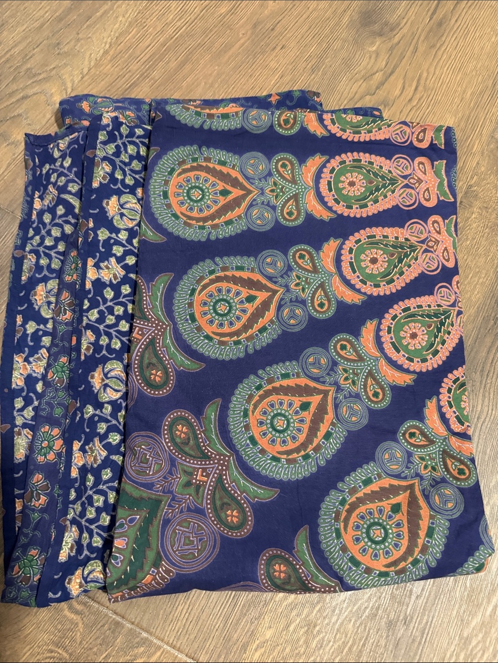 Urban Outfitters Blue Paisley Wall Mural with Orange and Green Accents